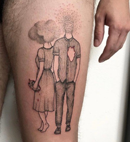 很有创意的一组无头人物纹身图片