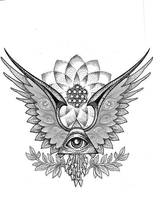 20组黑白上帝之眼纹身手稿图案