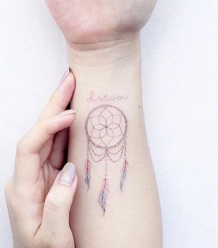 一组好看的小清新捕梦网纹身作品