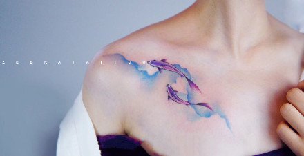 一组适合女生的性感锁骨纹身图案