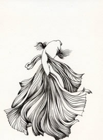 一组黑灰创意鱼纹身手稿套图欣赏