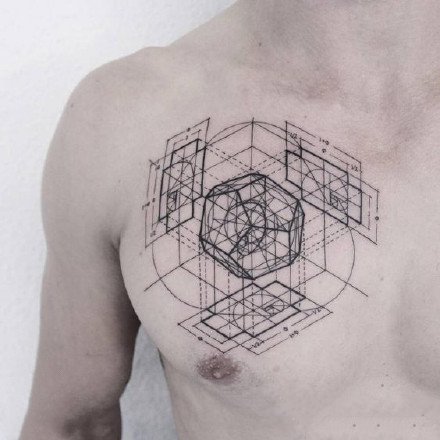 个性的一组几何图形纹身图案9张