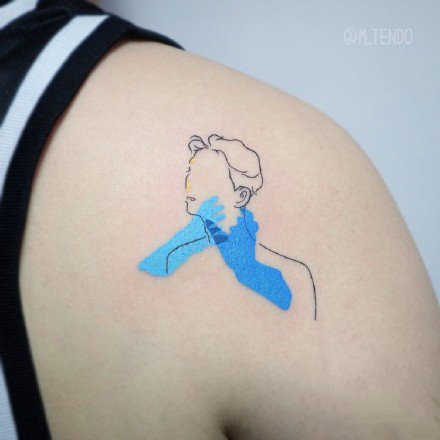 超简约的个性涂鸦线条的纹身图案