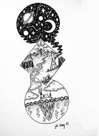 33组创意山水风景黑灰几何手稿图案