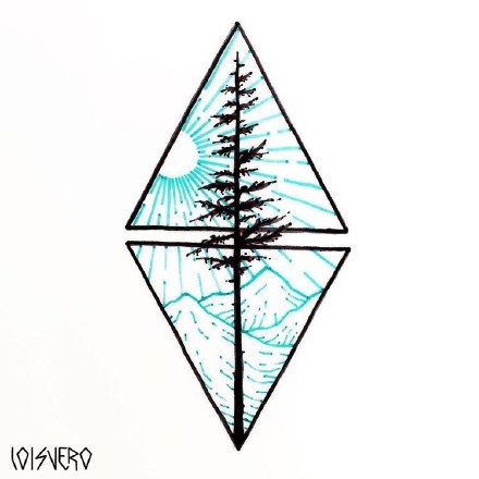 33组创意山水风景黑灰几何手稿图案