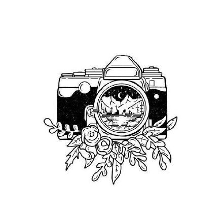 小清新的一组简单相机纹身作品和手稿