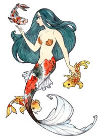 创意的一组美人鱼纹身手稿图片