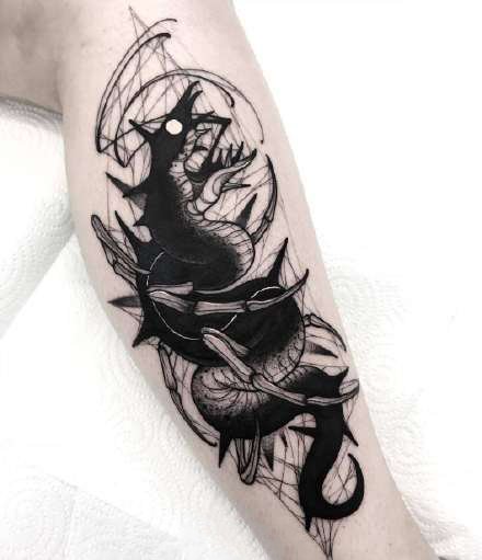 34张个性的黑灰点刺纹身图案