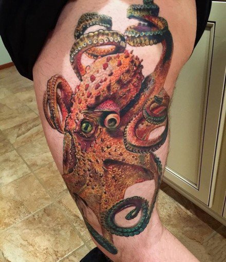 9张个性的章鱼纹身图案作品