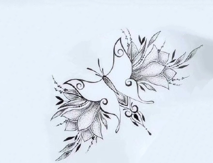 40张植物花朵的黑灰线稿手稿图案