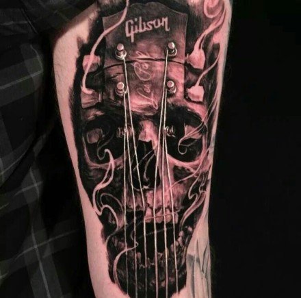 9张适合吉他手的吉他纹身图案