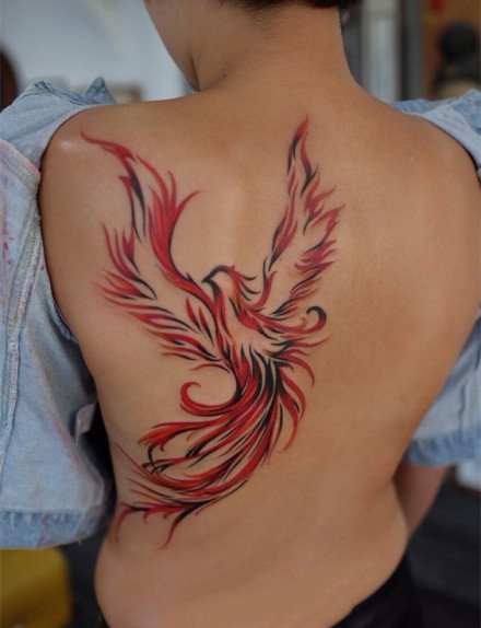 9张红色的火凤凰纹身图案