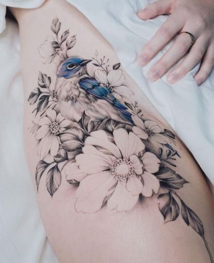 文艺十足的一组飞鸟纹身图案欣赏
