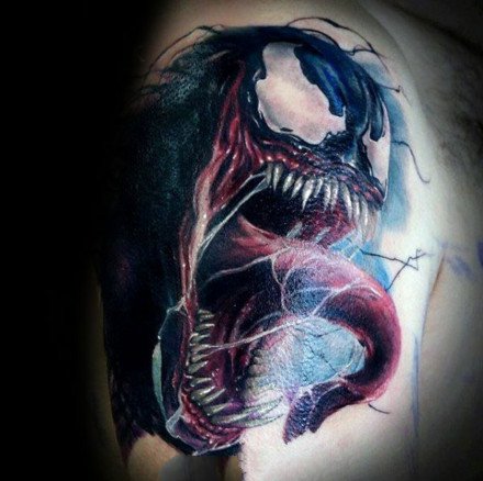 一组漫威影视角色毒液的纹身作品图案