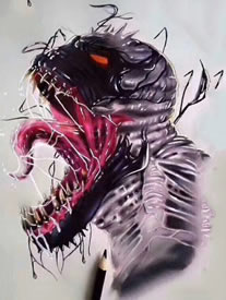 一组漫威影视角色毒液的纹身手稿