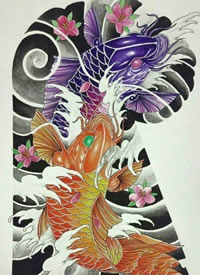 传统的半甲纹身手稿图片欣赏