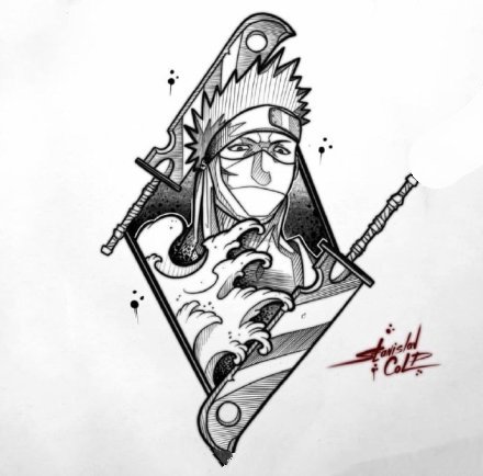 日本动漫火影忍者相关的角色插画手稿