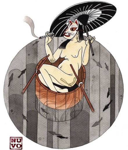 日式浮世绘人物的纹身图案素材