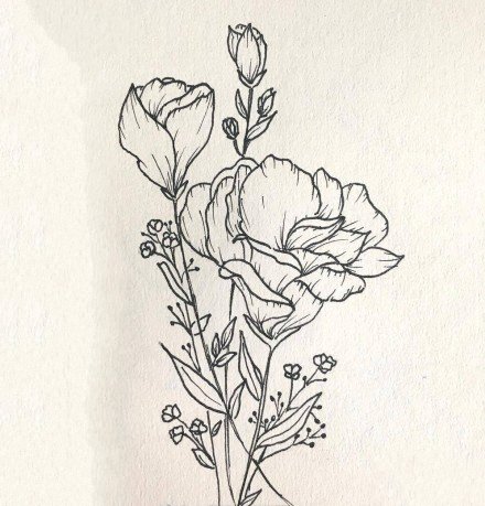 49组黑灰素花纹身手稿图案