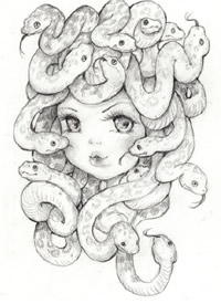 一组素描卡通纹身素材手稿图片