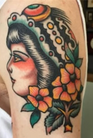 old school风格的一组欧美女郎纹身