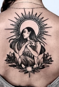 一组暗黑色的日月纹身设计图案欣赏