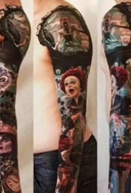 梦幻炫彩的一组大花臂纹身作品欣赏