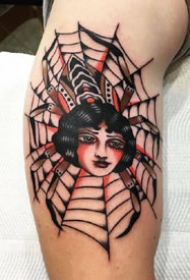 经典的的一组红色oldschool女郎纹身图片