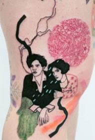 创意的一组彩色抽象人物纹身图案