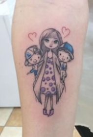 卡通小人的简笔画风格纹身图案