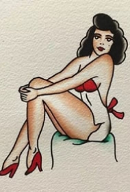 33张红色调的漂亮oldschool彩图纹身手稿