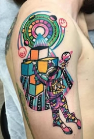 配色新颖的一组彩色oldschool纹身作品