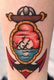 old school风格的一组船锚纹身图案