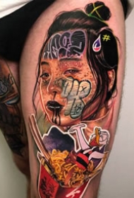 涂鸦风格的创意人物肖像纹身图案