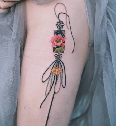 小清新的红色中国结纹身图案9张