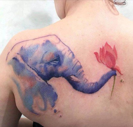 一组别致的暗水彩纹身图案