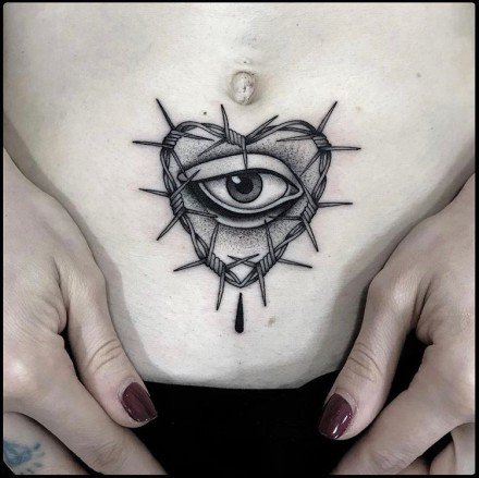 眼睛的一组创意黑灰点刺眼睛纹身图案