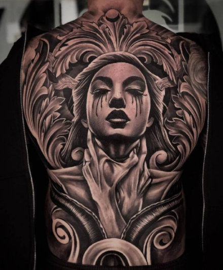 9张霸气的欧美写实大满背纹身图案