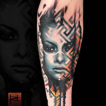 18组欧美暗黑女郎人像手臂纹身图案