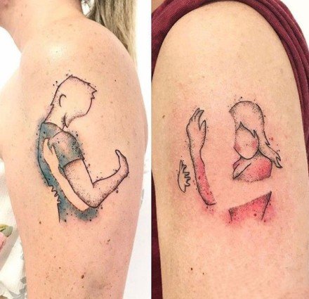 18组恋人的小清新手臂情侣纹身图案