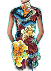 9张红色调传统大满背纹身手稿图案