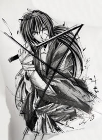 9张动漫角色的黑色速写素材图片