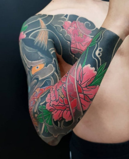 9张传统风格花臂纹身作品图片