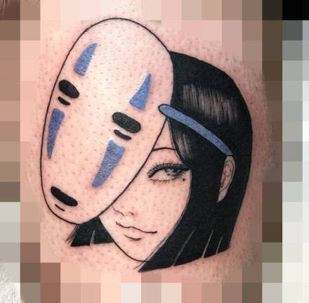 一组动漫角色无脸男的纹身图片