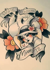 彩色的一组小清新纹身手稿图