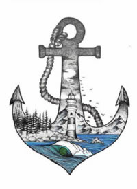 36张几何图形里的山水风景纹身手稿图案