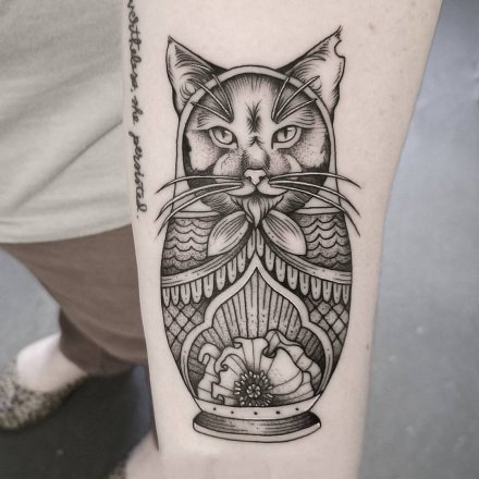 18组黑灰色点刺线条纹身图案