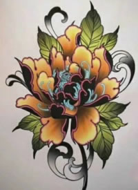 28张牡丹等传统花朵纹身手稿图案