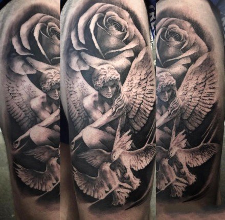 9张西方带翼守护天使的纹身图案