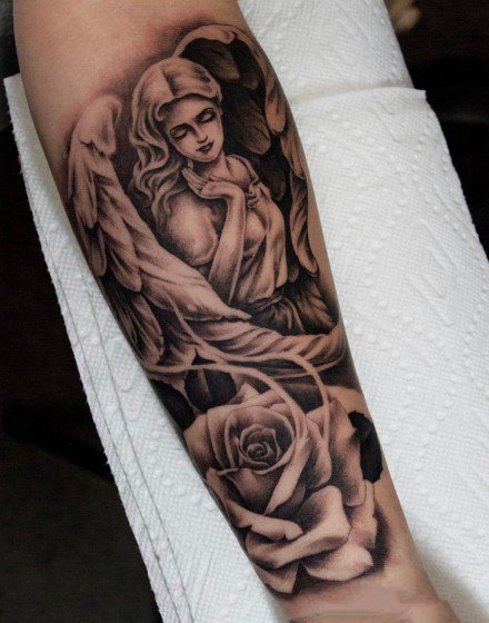 9张西方带翼守护天使的纹身图案